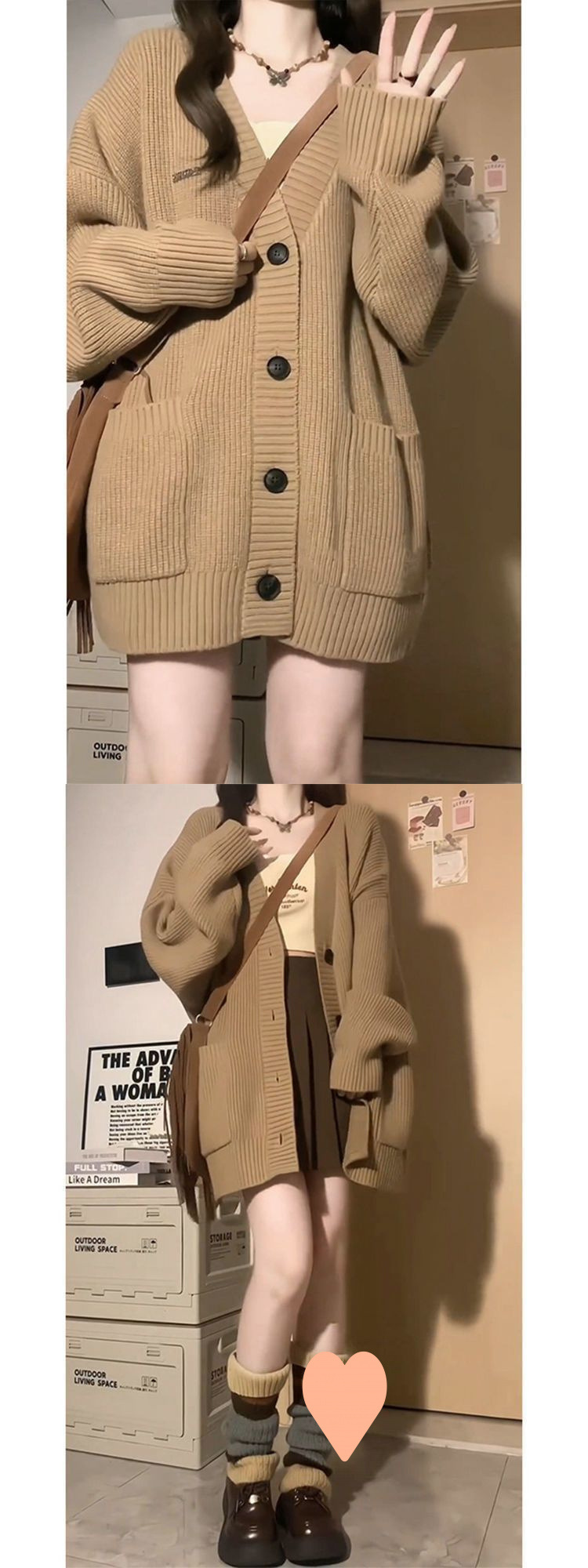 加厚开衫毛衣外套女2024秋冬慵懒风针织衫高级感详情2