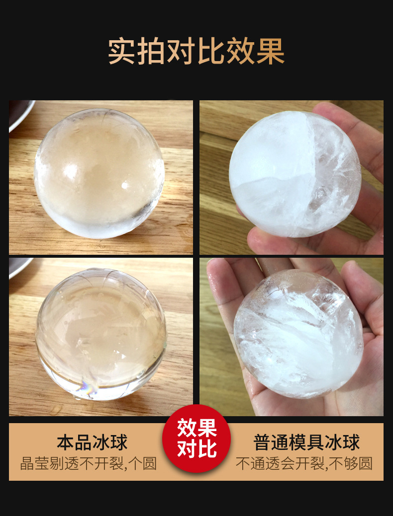 黑色冰模套装多款无气泡冰模球形方形圆柱形冰桶沙滩冷藏箱发光果汁桶详情3