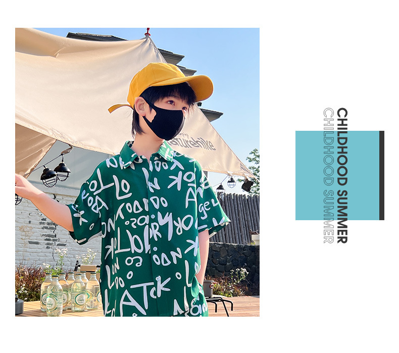 Niño vestido de verano manga corta blusa conjunto 2025 nuevo trendy grande niño dos piezas niño frito street sport pic 11