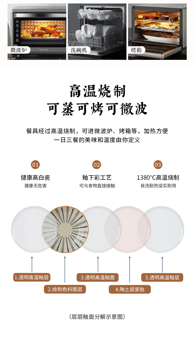日式餐具套装家用饭碗盘网红釉下彩碗筷汤碗盘子送礼陶瓷碗碟套装详情9