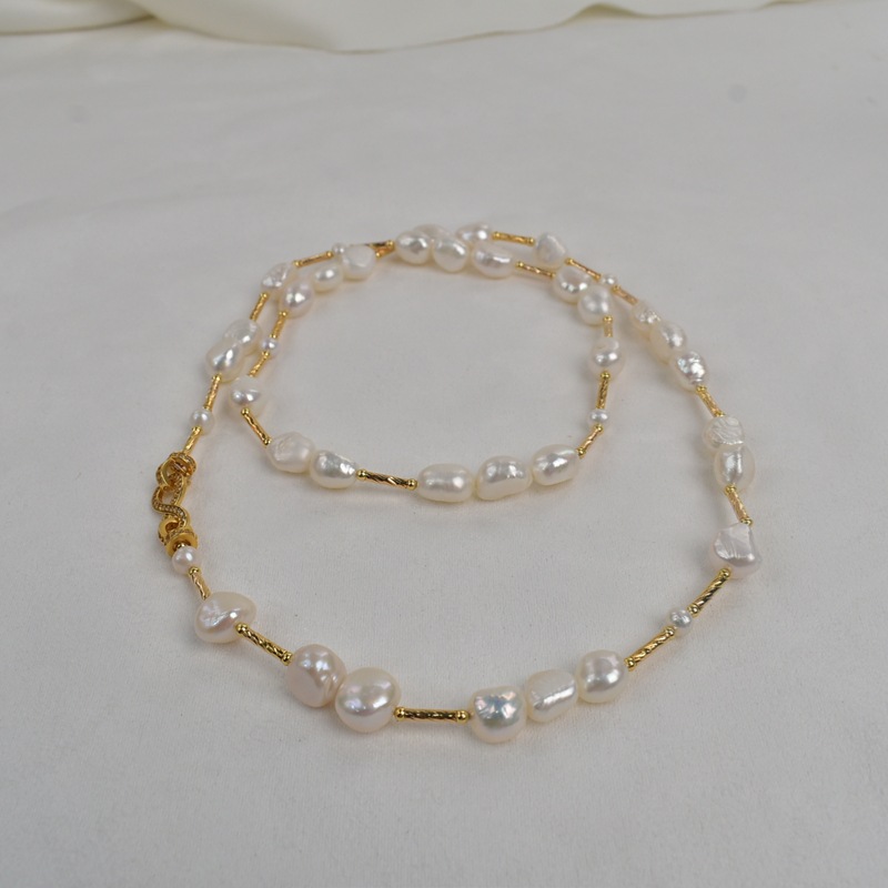 70cm autumn and winter outfit: Natural freshwater pearl sweater chain, Baroque irregular pearl necklace, long neck chain pic 11