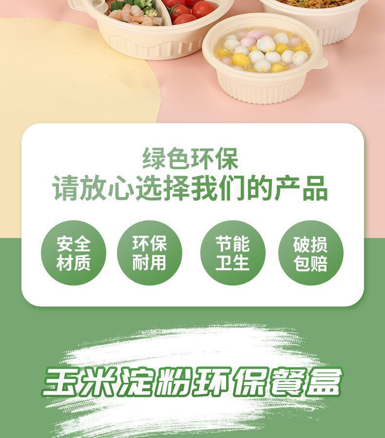 一次性餐盒可降解外卖圆形打包盒食品级碗方形饭盒工厂供应链详情2