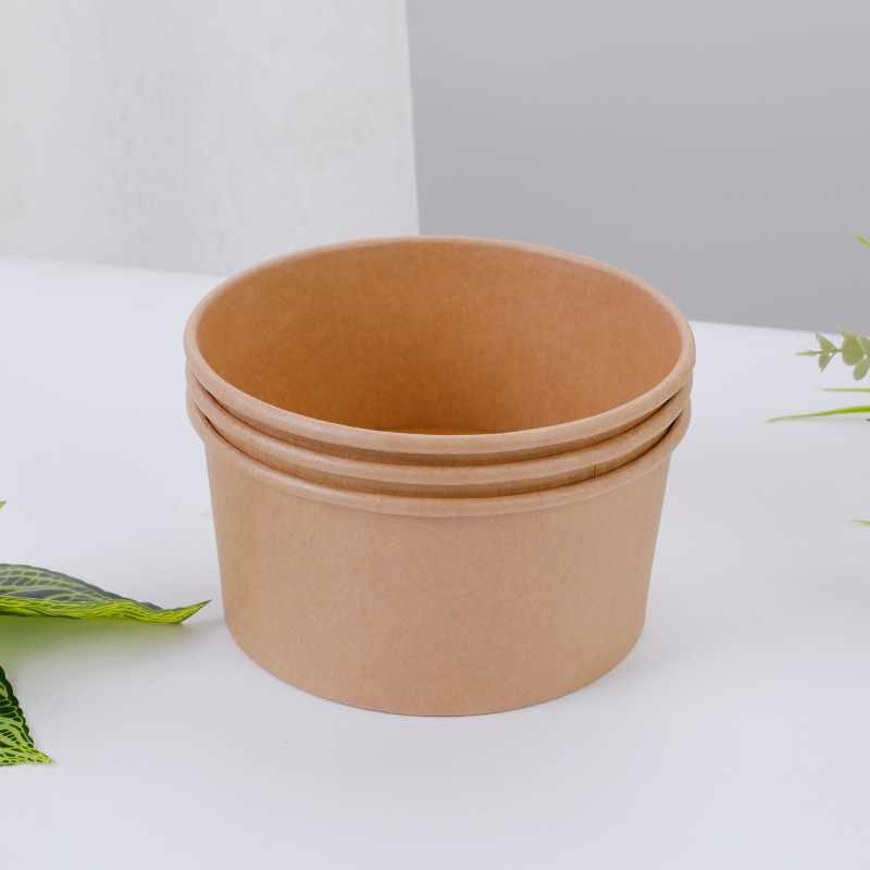 Thickened kraft paper bowl, disposable takeout fruit packaging box, round soup bowl, salad bowl, light food lunch box, takeout box pic 20
