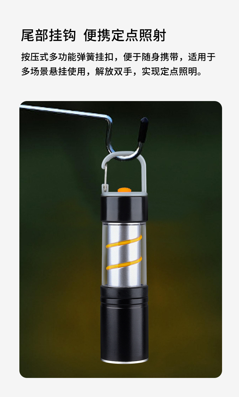 2025跨境新款迷你白激光强光手电筒充电便携led户外铝合金露营灯详情16