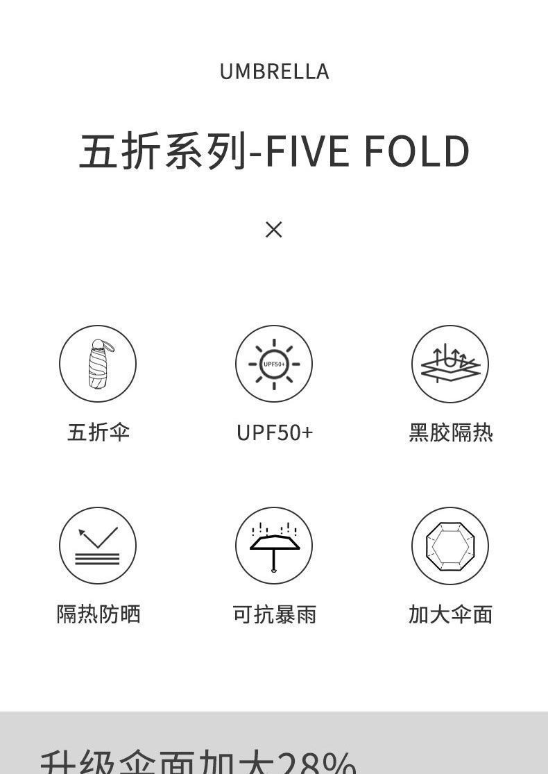 五折伞晴雨两用女太阳伞防晒防紫外线胶囊伞折叠迷你遮阳雨伞详情5