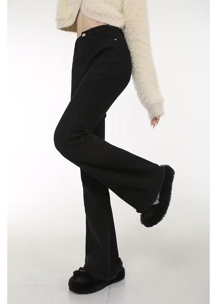 高腰显瘦微喇叭牛仔裤女2023年春秋季新款韩版时尚毛边马蹄裤子潮详情9