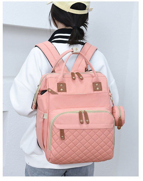 跨境专供高级感妈咪包大容量轻便母婴床包挂童车多功能手提双肩包详情31