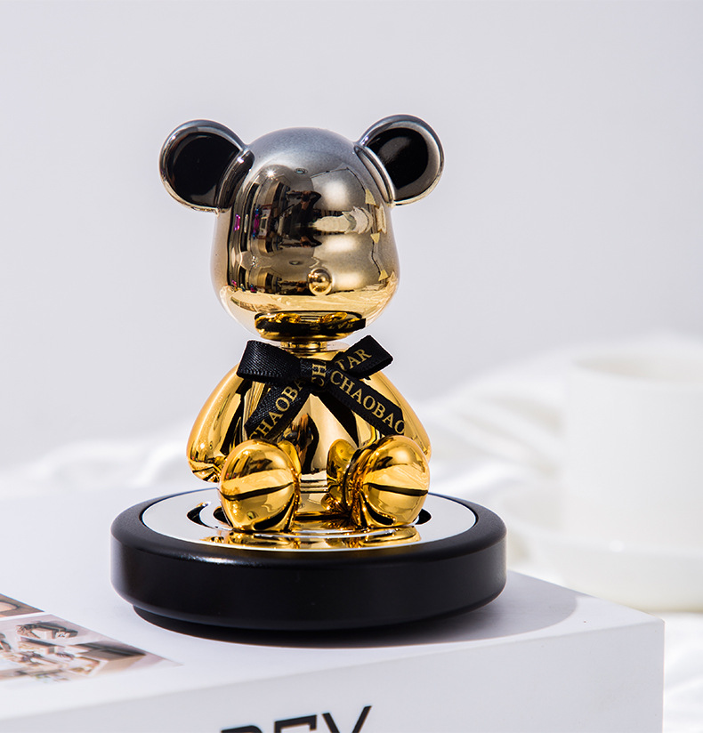 Diamond-encrusted electroplated shaking bear car perfume ornament, diamond-encrusted violent bear car solid aroma diffuser interior decoration pic 18