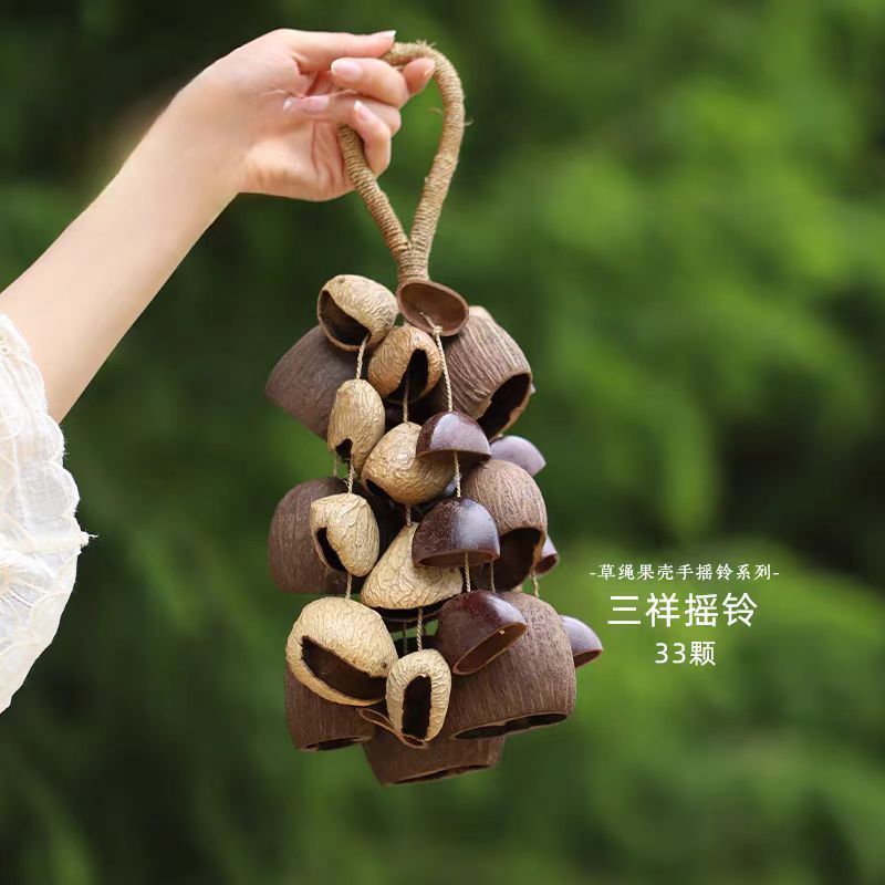 A complete set of diy materials for fruit shell wind chime pendants, handcrafted fruit mixed three-fruit hand-cranked bells pic 2