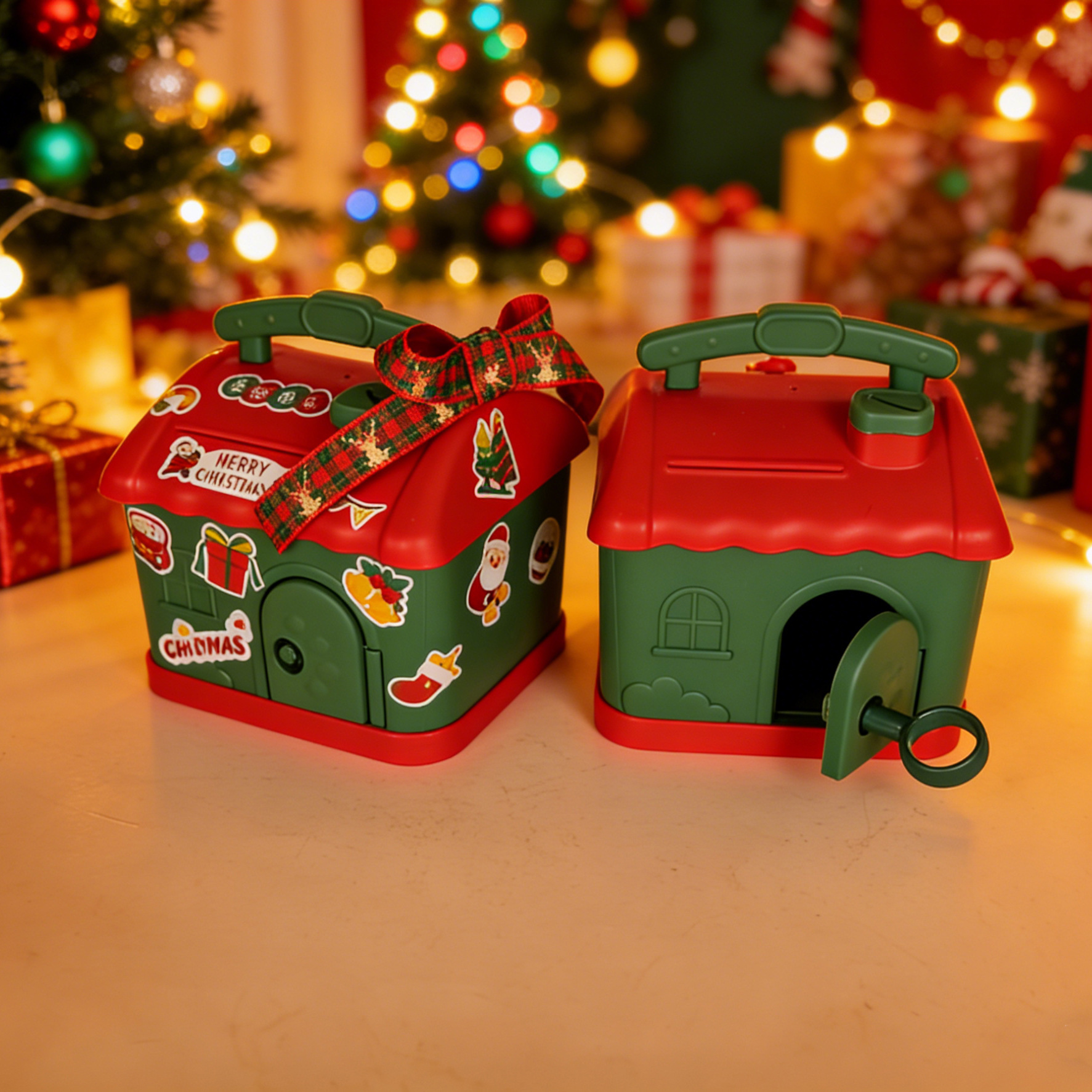 新款圣诞节平安夜礼物收纳盒儿童小孩子储蓄罐平安果苹果包装礼盒详情4