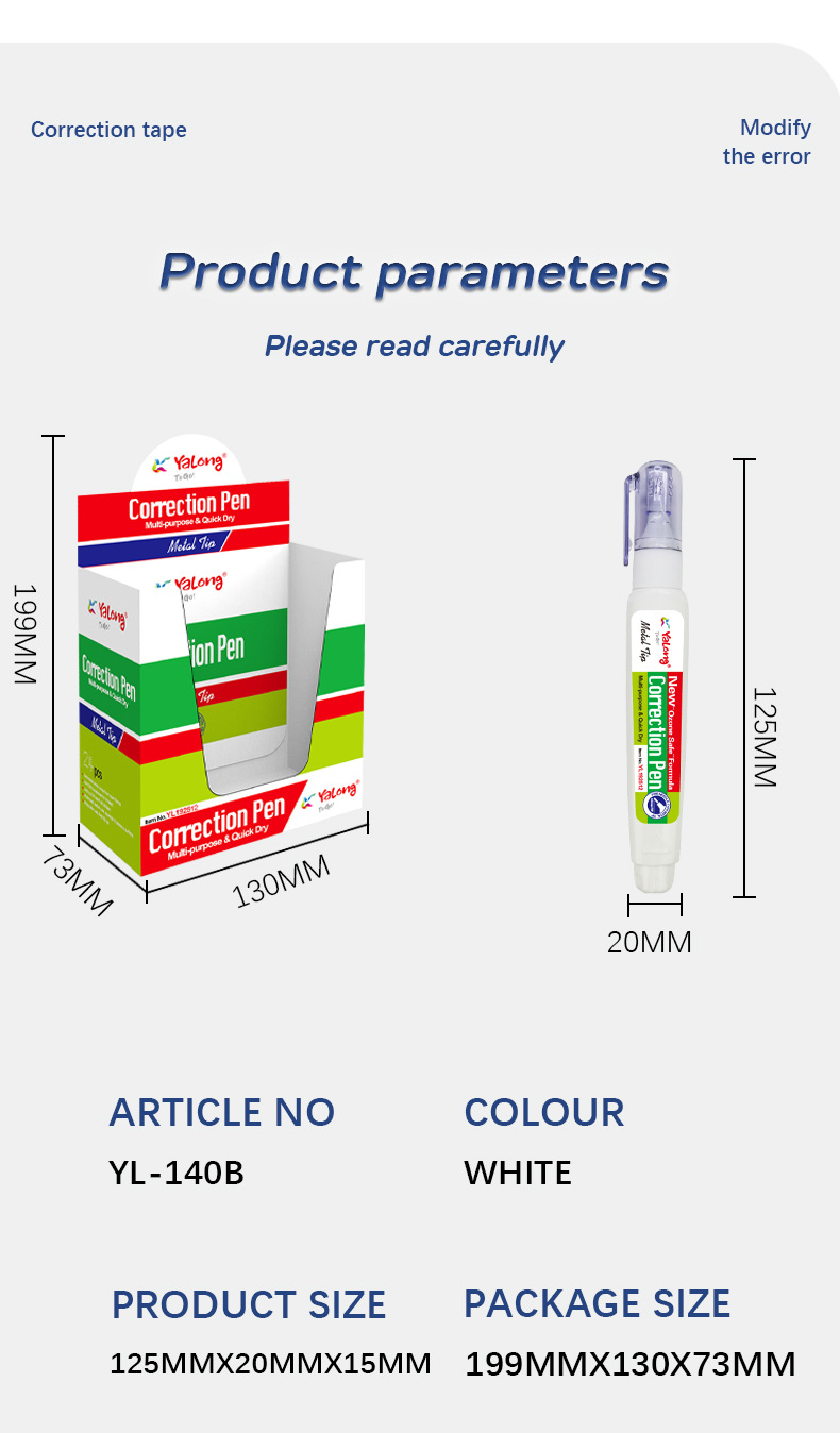 Yalong Cross-border Wholesale offers high-quality student stationery, quick-drying metal pen tips, correction pens and fluid stationery products pic 8