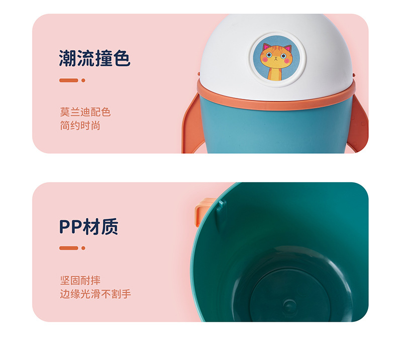 卡通桌面垃圾桶 办公室创意迷你塑料收纳桶 宿舍小号火箭翻盖纸篓详情9