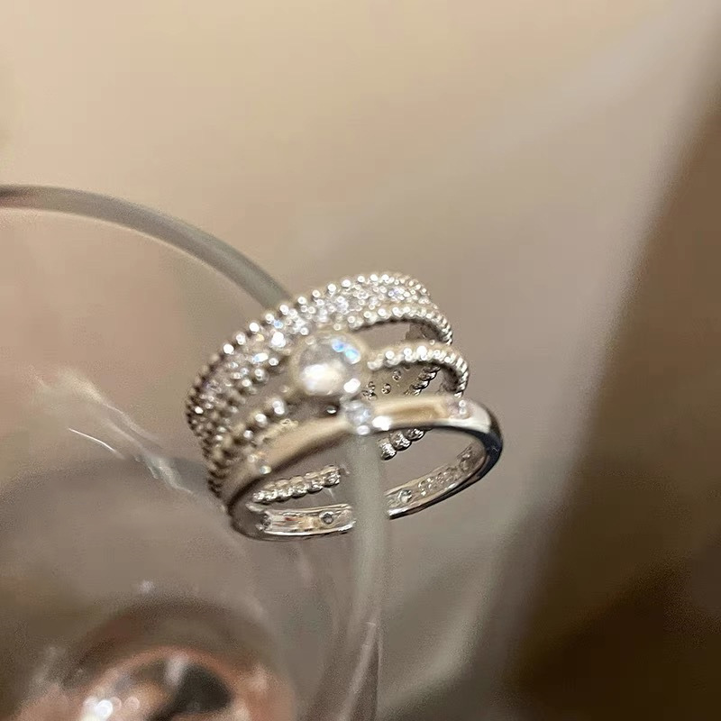 素圈锆石金属开口戒指套装女小众设计感食指戒简约冷淡风指环详情7