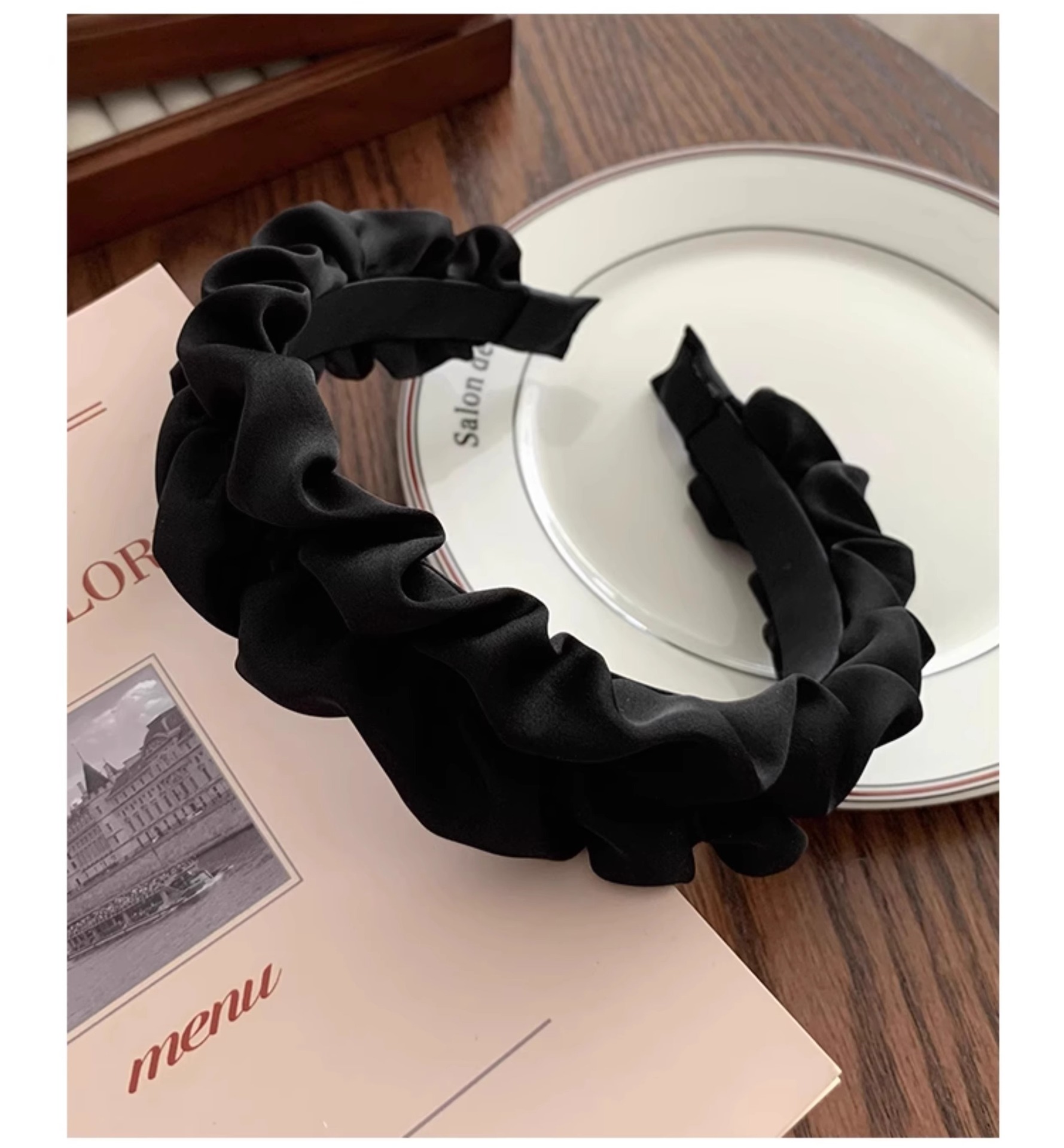 High-end, light luxury hair band for women, high head, pleated facial cleanser, silk large intestine hair band, hair accessories, headwear, headband wholesale 02 pic 11