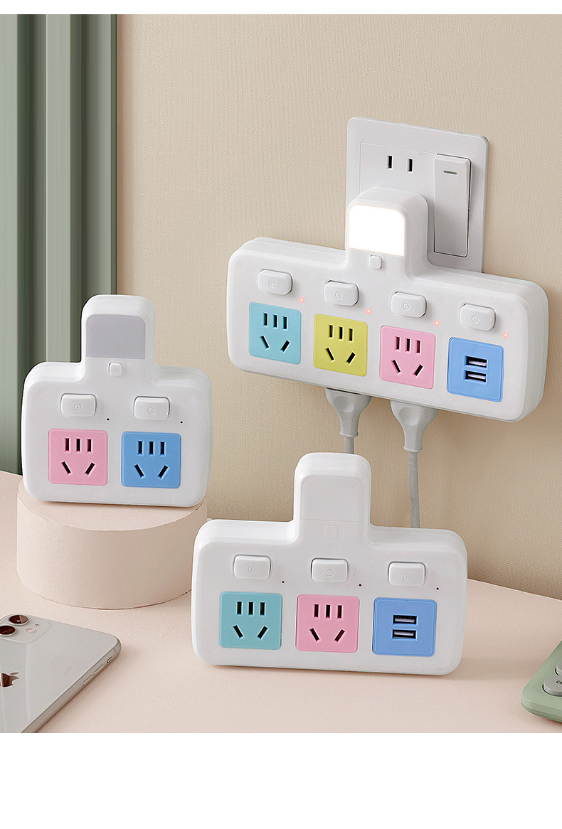 插座转换器多孔位一转多智能排插家用多功能插板大功率插头插座详情17