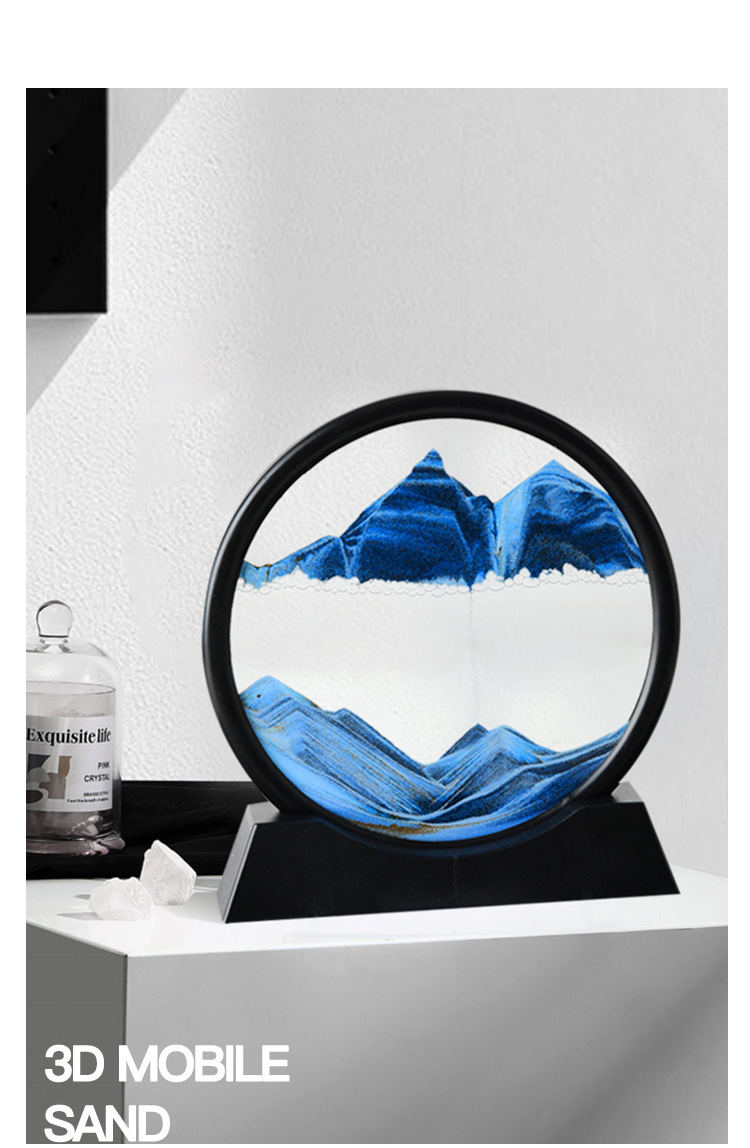 创意沙漏流沙画摆件客厅桌面酒柜装饰办公室摆设乔迁玻璃工艺品详情7