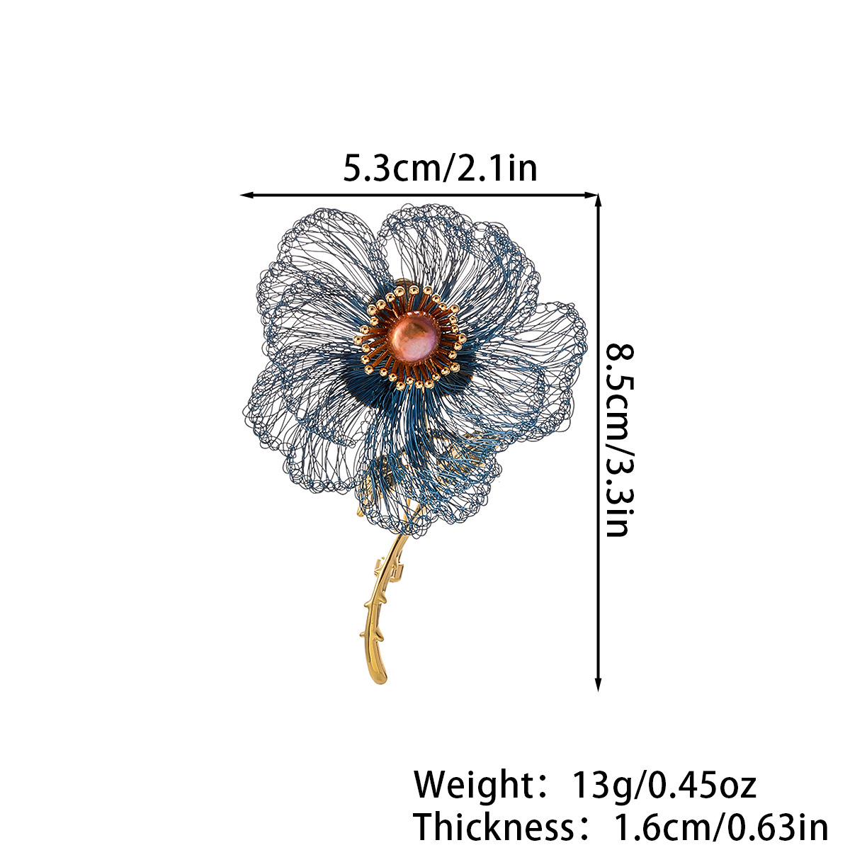 Cross-border best-selling hand-woven copper wire flower brooch, a high-end and light luxury camellia brooch for women, elegant and exquisite pic 2