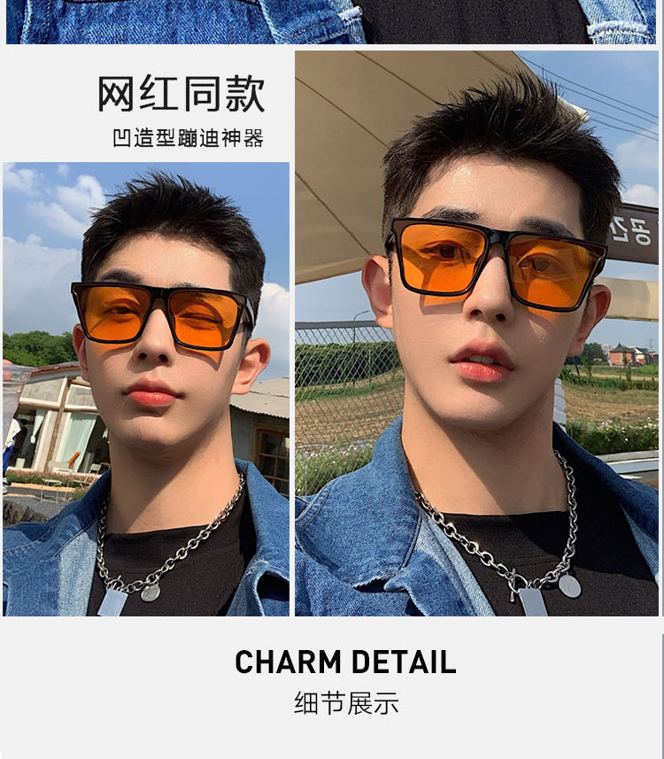 墨镜男士开车防紫外线2024新款太阳眼镜抖音网红同款方框时尚眼镜详情12