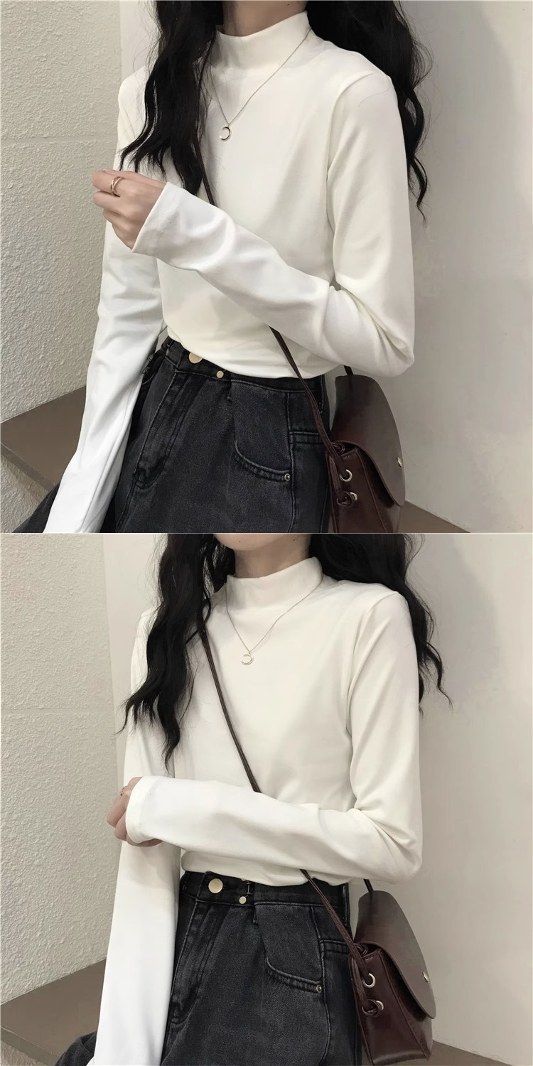 德绒半高领打底衫女内搭秋冬内搭新款长袖t恤显瘦保暖上衣服外穿详情5