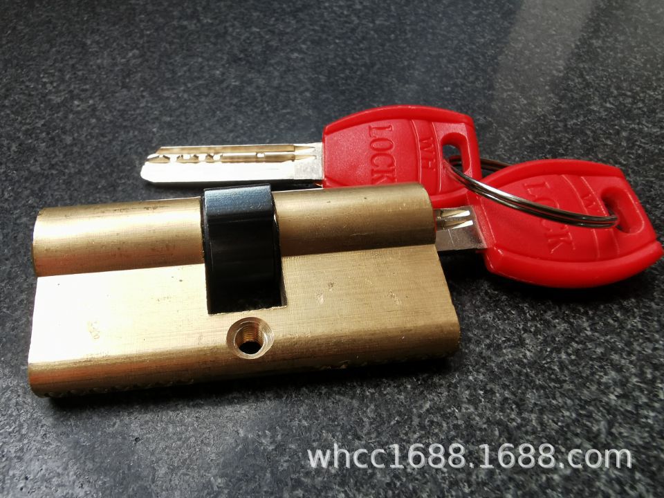 防盗门锁芯红黑柄家用公寓出租纯铜锁芯批发AB电脑钥匙锁芯65-120详情8