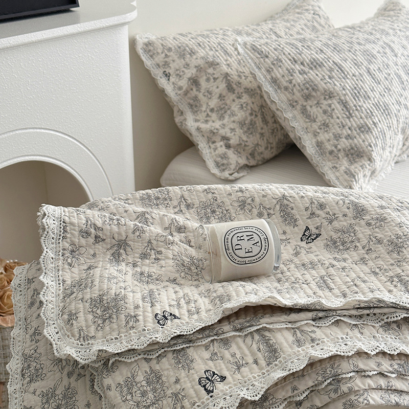 Lisa series, a three-piece set of all-cotton high-temperature sand-washed cotton bed cover, is skin-friendly, breathable and suitable for all seasons pic 22