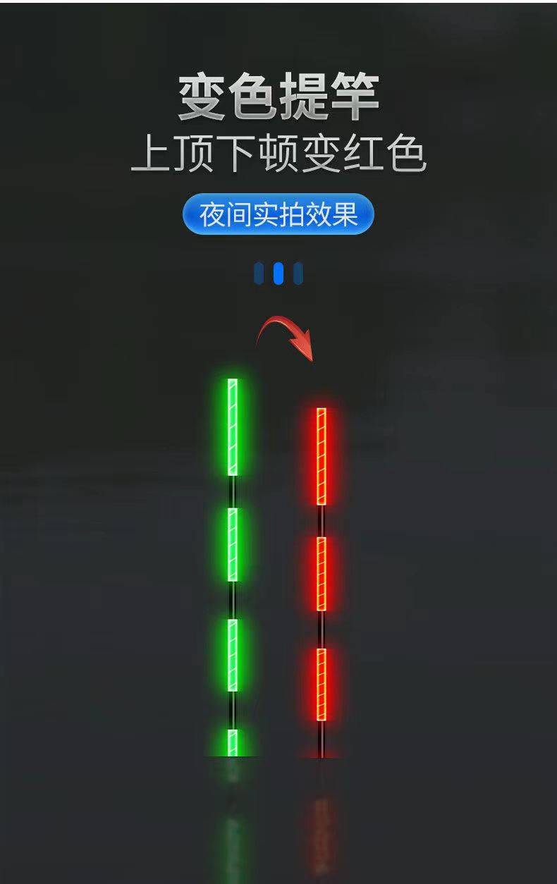Shallow water float day and night dual-purpose biting hook, color-changing electronic luminous float, highly sensitive fish float, short float, light-mouth crucian carp pic 3