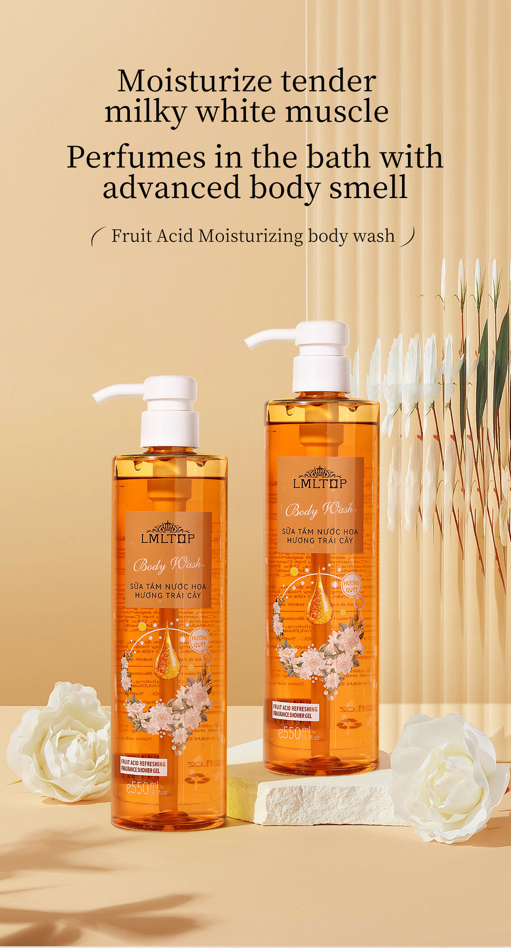 LMLTOP果酸嫩肤香氛沐浴露550ml跨境专供VNLML2111详情2