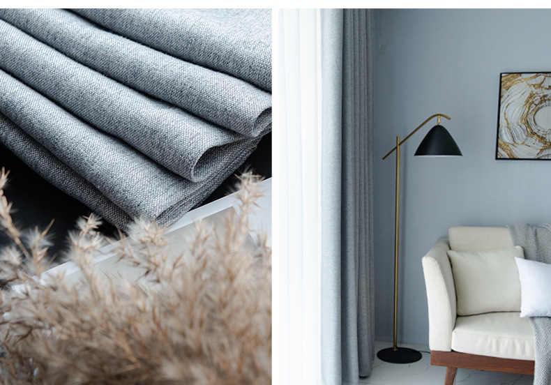 Swan Cotton and linen modern and simple living room and bedroom curtains, solid color thickened fully blackout linen curtain fabric manufacturer for homestays pic 10