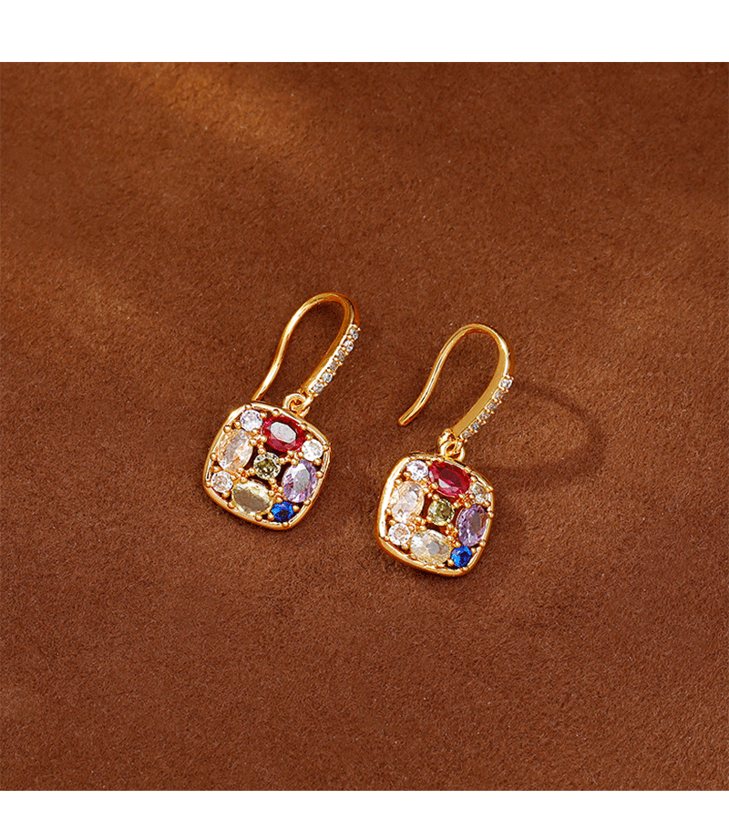 Colorful sugar cube earrings, a new bestseller in 2026, exude a sense of high-end luxury. Unique and beautiful stud earrings. Female dopamine pic 5