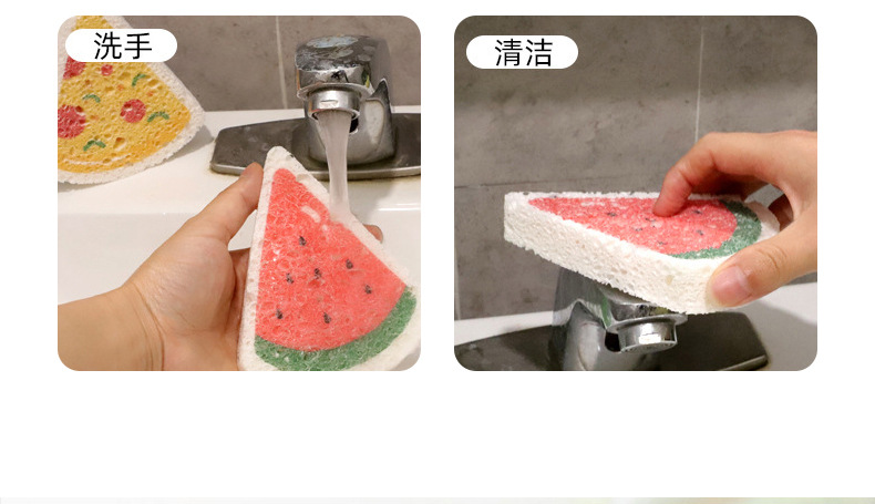 卡通印花压缩木浆海绵洗碗擦厨房洗碗海绵擦刷碗海绵块木浆棉心形详情17