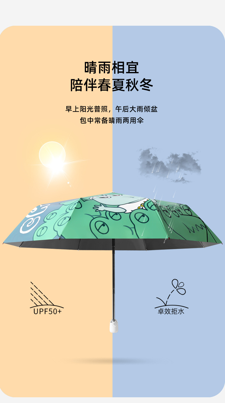 三折日系自动黑胶小清新遮阳伞折叠创意花色雨伞定广告加印logo详情16