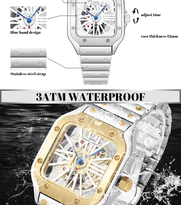 愛彼思諾 2026 鏤空新款男士手表30 米生活防水不銹鋼精品手表詳情8