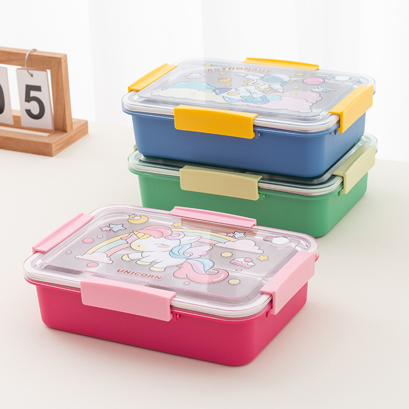 304 stainless steel anti-odor-mixing compartments lunch box, cartoon-sealed takeout, student and office worker insulated food-grade lunch box pic 2
