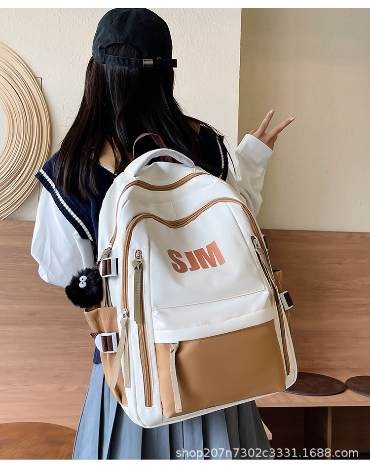高颜值大容量外贸ins风双肩包女初中高中学生轻便书包电脑背包男详情23