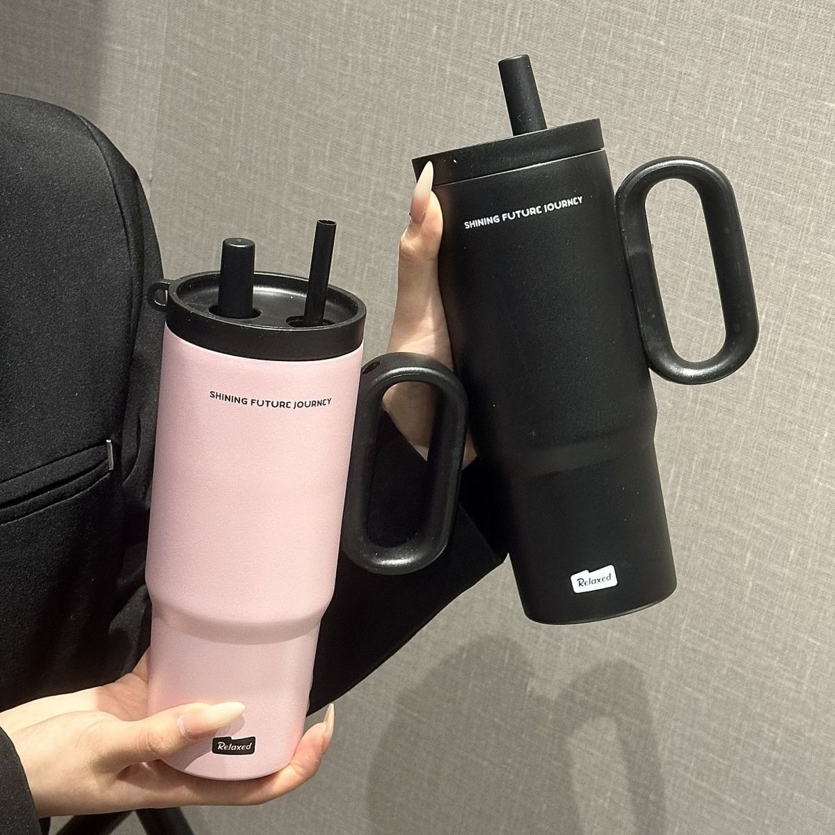 跨境巨无霸吸管杯女生大容量咖啡杯高颜值冰霸杯便携中学生保温杯详情9