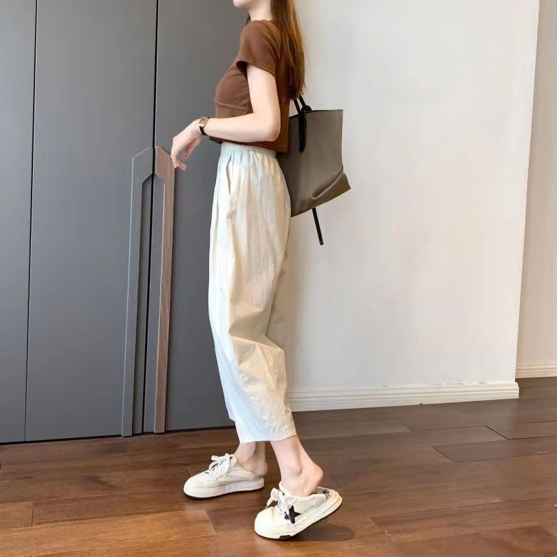 薄款阔腿九分裤女夏纯棉休闲直筒萝卜裤小个子日系显瘦宽松工装裤详情35