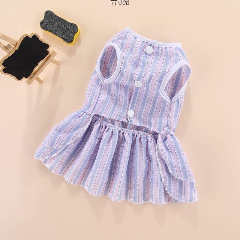 竖条纹蝴蝶裙子宠物猫咪狗狗春夏薄款法斗柯基泰迪博美比衣服春厂详情8
