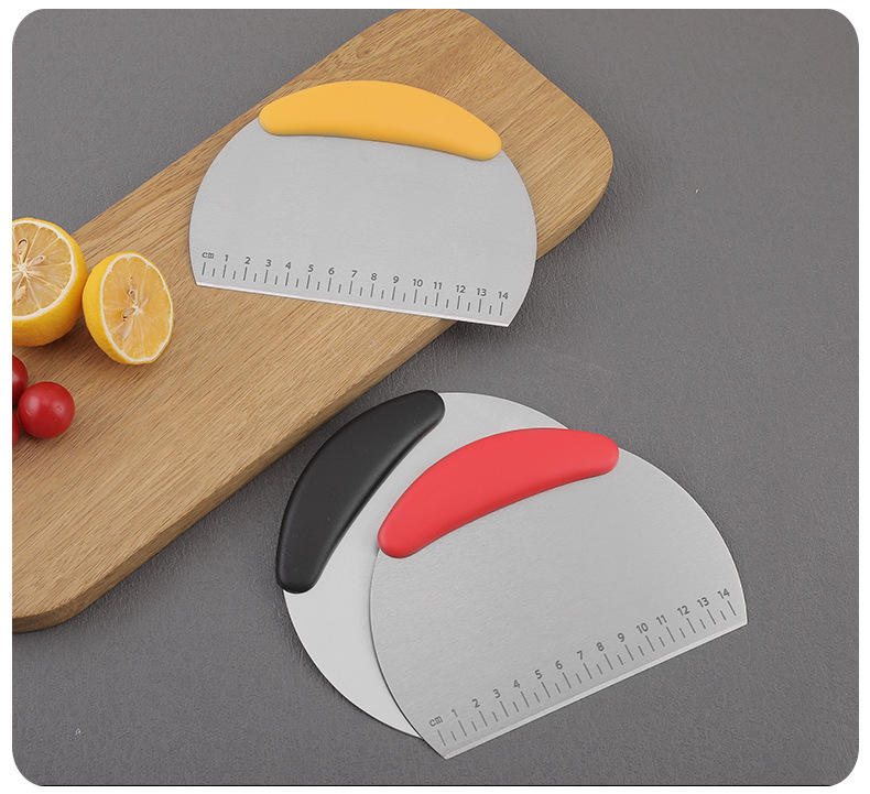 Factory wholesale household stainless steel semi-circular baking cutting knife with scale, cream cake flour scraper pic 13