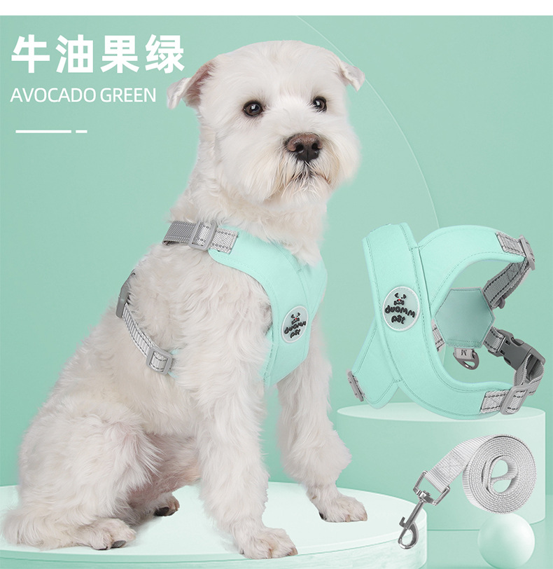 Cross-border dog leash, pet chest and back strap, anti-escape French Bulldog Shiba Inu vest reflective outdoor dog leash pic 12