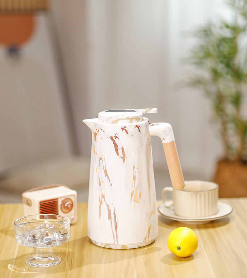 New cross-border wooden handle large-capacity thermos, household coffee pot, thermos, water bottle, hot water kettle, dormitory thermos, fashionable and portable thermos pic 8