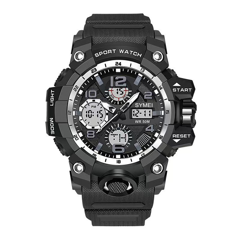 New male student watch with luminous waterproof dual display movement, outdoor chronograph sports fashion trend watch pic 4