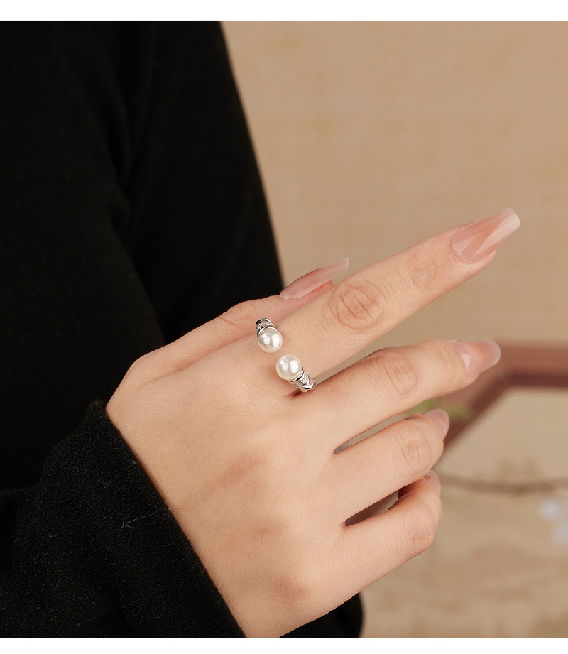 S925 sterling silver open ring, a niche design, high-end vintage open ring DIY empty stand accessory in stock pic 7