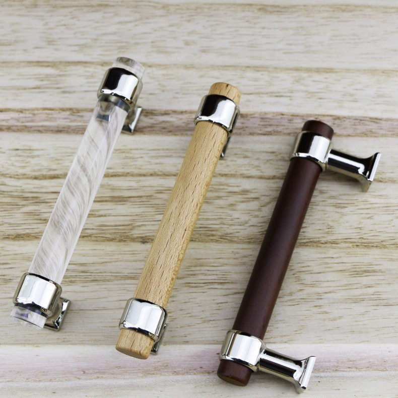 深蓝家现货实木榉木五金木把手酒柜厨柜衣柜门抽屉拉手红木胡桃木详情10