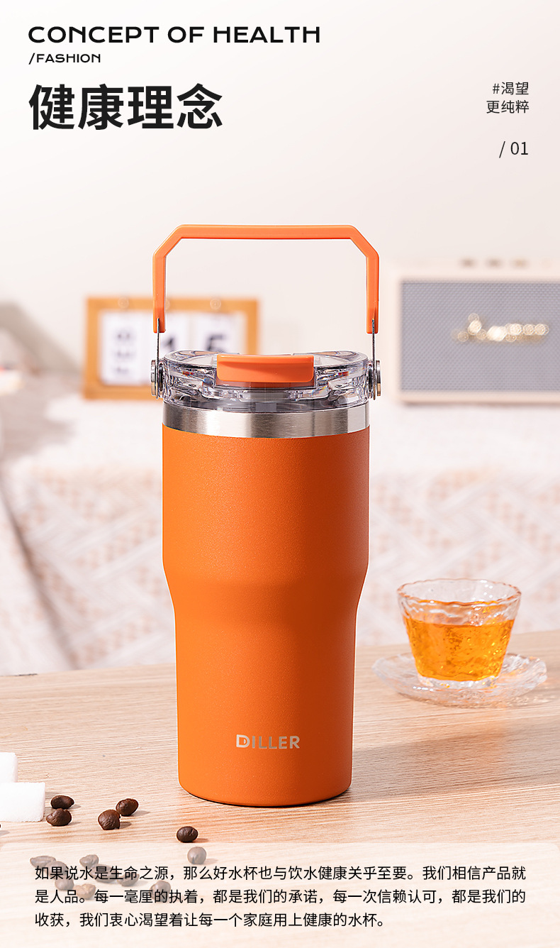 Cross-border blast de gran capacidad iceba tazas de acero inoxidable portátil coche térmico tazas de agua con pajita logotipo personalizado pic 3