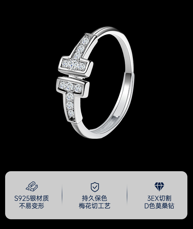 New open ring coil with diamond setting, high-end narrow version InS-style T1 ring, pure silver ring from a cross-border manufacturer in Europe and America pic 1