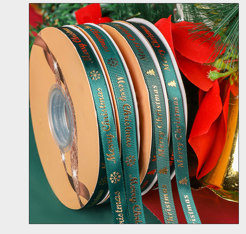 Factory wholesale of Christmas letter gilded red threaded ribbon green holiday decorative clothing accessories in stock pic 16