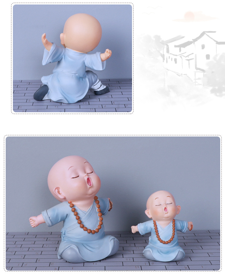 批发少林功夫小和尚摆件茶宠摆设创意禅意中式可爱客厅桌面装饰品详情23