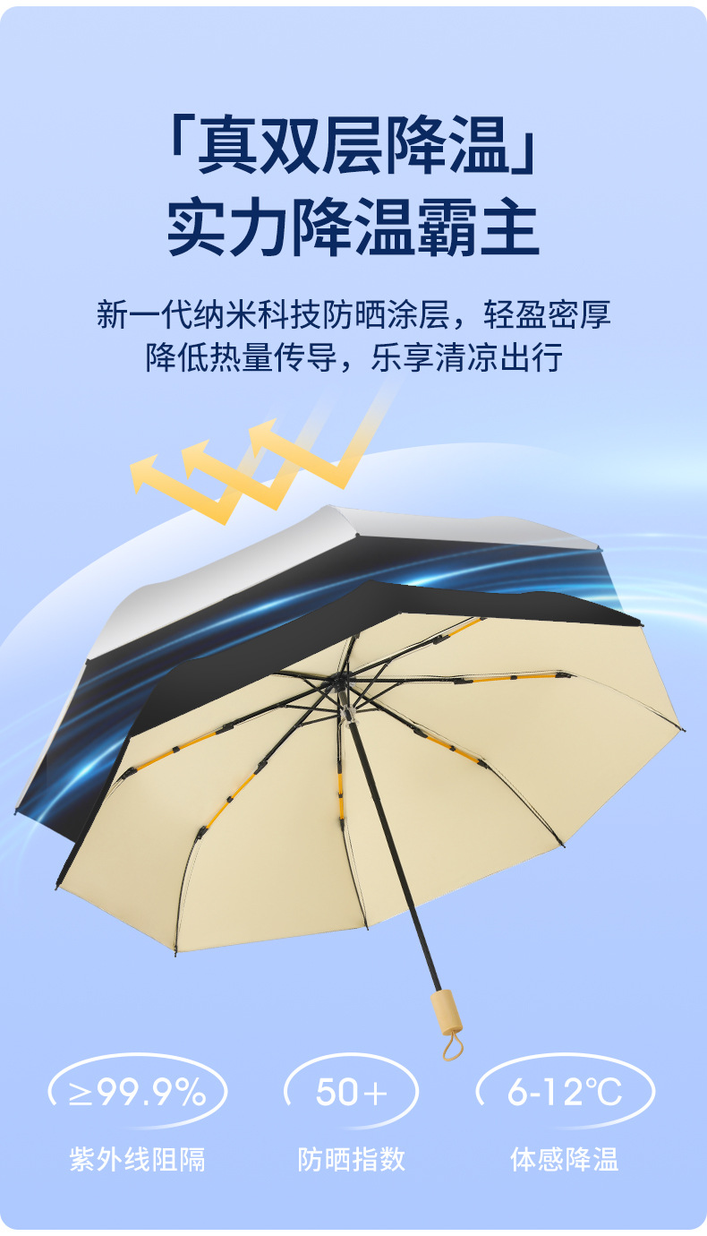 Titanium silver double-layer black rubber sunshade umbrella, UV protection sun umbrella, enhanced sun protection and rain protection dual-purpose folding umbrella pic 7