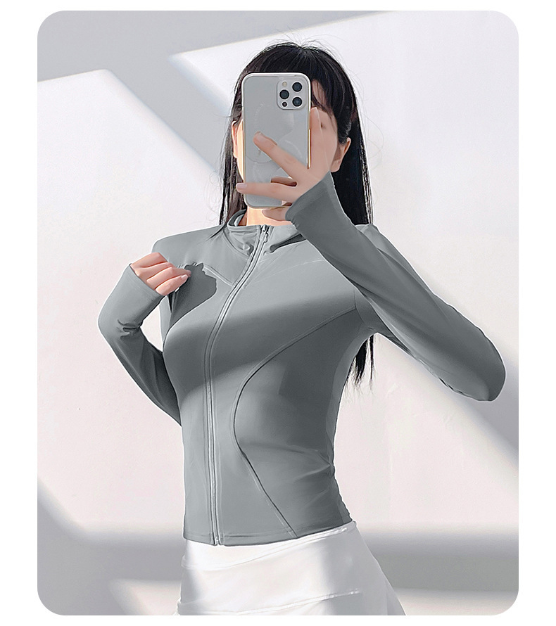 聚衣堂防晒瑜伽服裸感户外紧身透气运动健身外套上衣女详情20