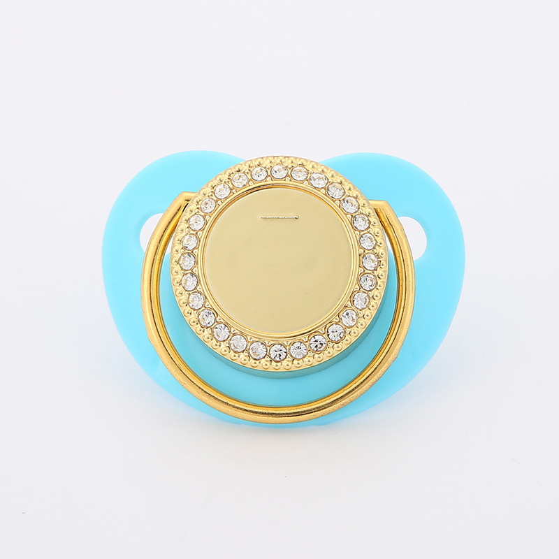 Solid color pacifier, diamond-encrusted silicone, baby teething and baby products, wholesale pacifier tips, simulated biting pacifier pic 7